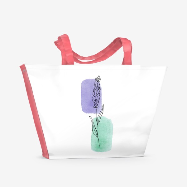 Пляжная сумка «Абстракция. Сиреневая и бирюзовая акварель, лаванда»