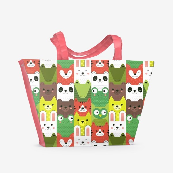 Пляжная сумка &laquo;Детский  зоо принт - геометричные звери&raquo;