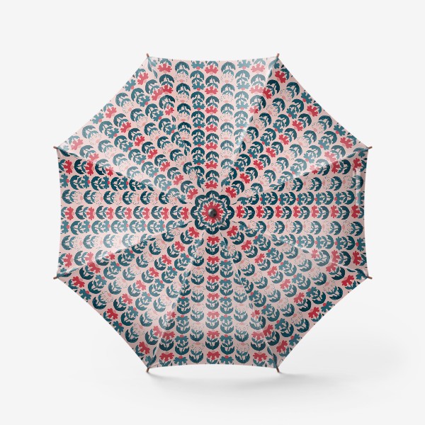 Зонт «Текстурные цветы - красный и синий»