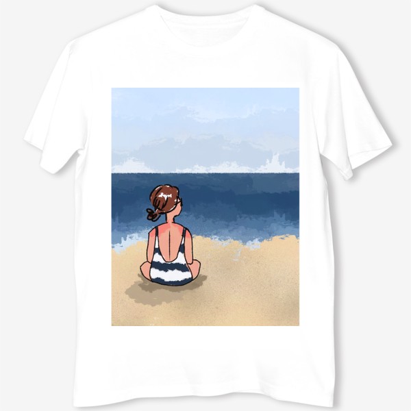 Футболка «На море отдых бархатный сезон девушка на песке пляж»
