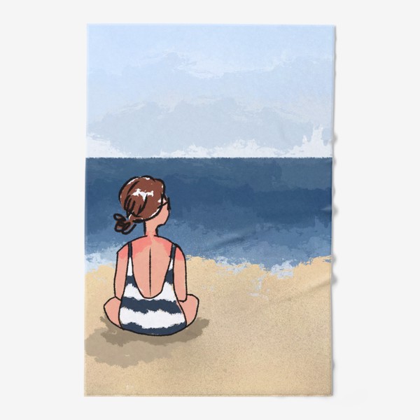 Полотенце &laquo;На море отдых бархатный сезон девушка на песке пляж&raquo;