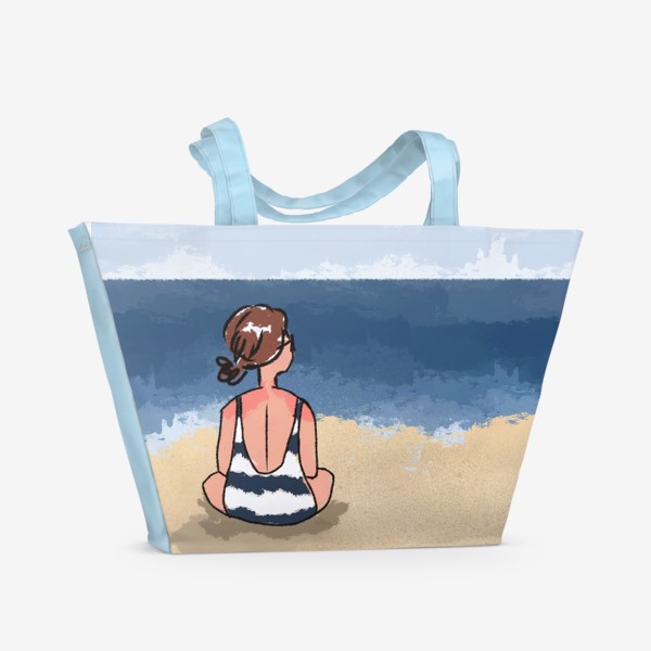 Пляжная сумка &laquo;На море отдых бархатный сезон девушка на песке пляж&raquo;