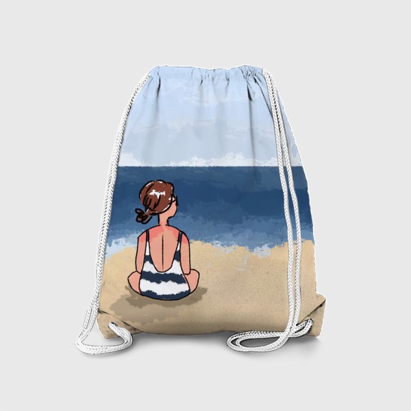 Рюкзак «На море отдых бархатный сезон девушка на песке пляж»