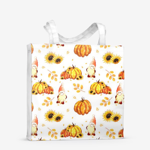 Сумка-шоппер «Осенние гномы с тыквами»