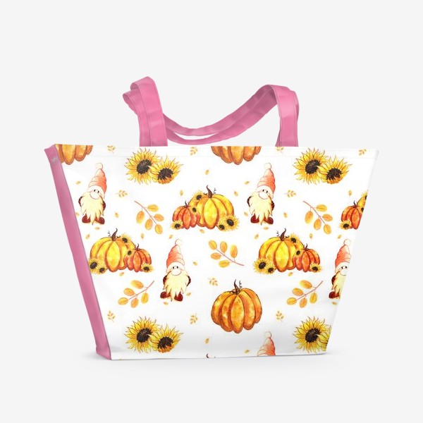 Пляжная сумка «Осенние гномы с тыквами»
