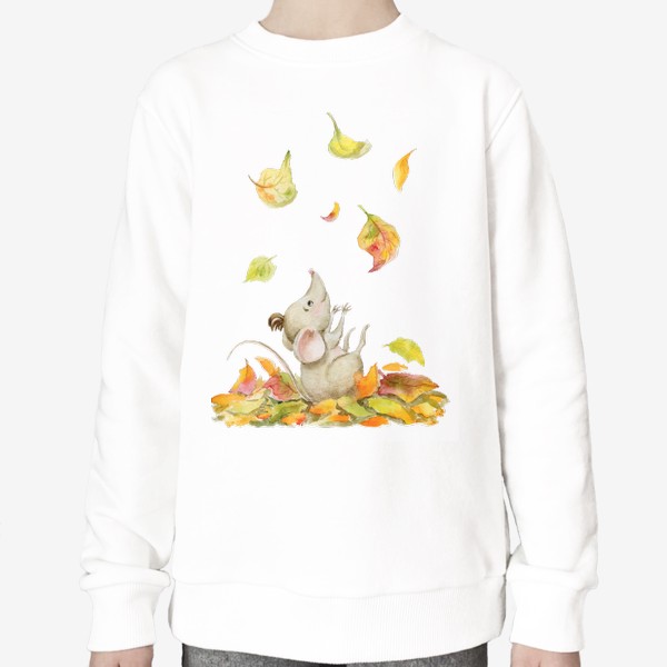 Свитшот «Мышка и листопад.Здравствуй,осень.»
