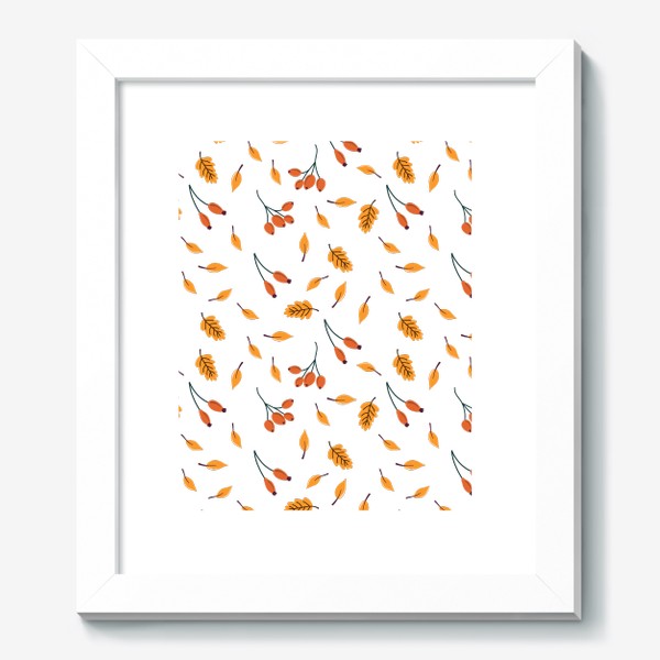 Картина «Паттерн с осенними листьями и ягодами»