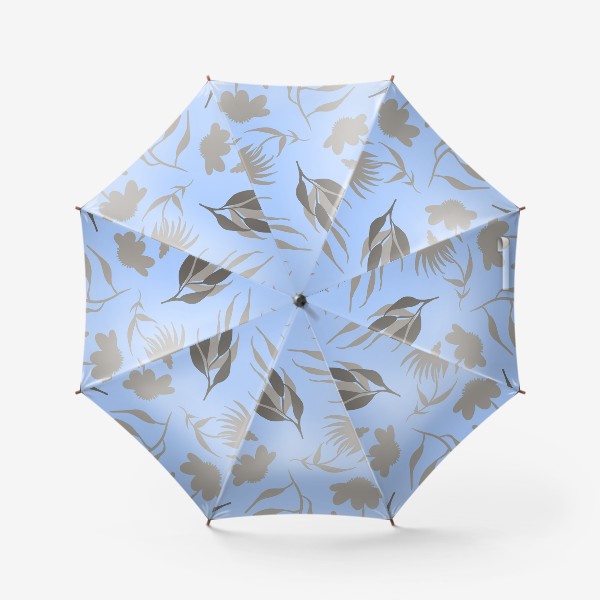 Зонт &laquo;Серая ботаника на голубом&raquo;