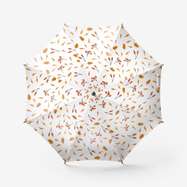 Зонт «Паттерн с осенними листьями и ягодами»