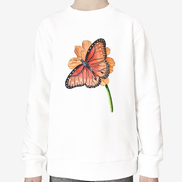 Свитшот «Бабочка на цветке. Акварель»