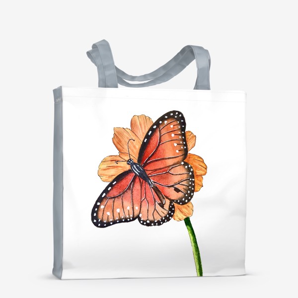Сумка-шоппер «Бабочка на цветке. Акварель»