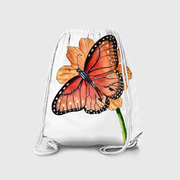 Рюкзак «Бабочка на цветке. Акварель»