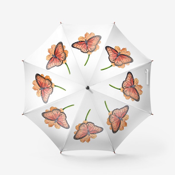 Зонт «Бабочка на цветке. Акварель»