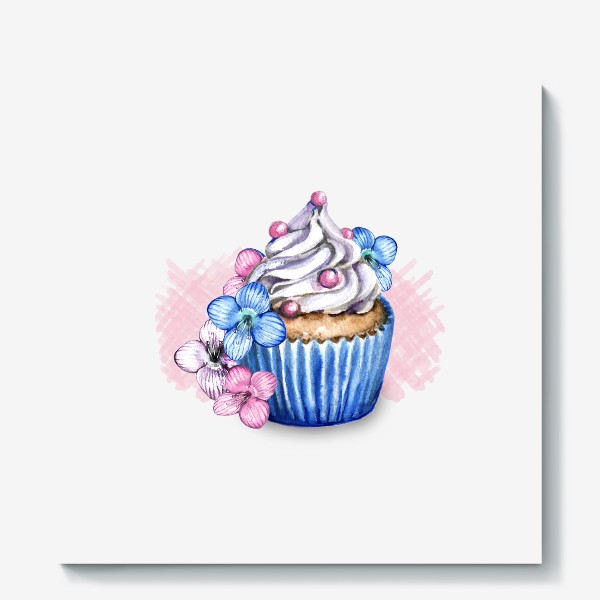 Холст «Cupcake. Десерт с цветами»