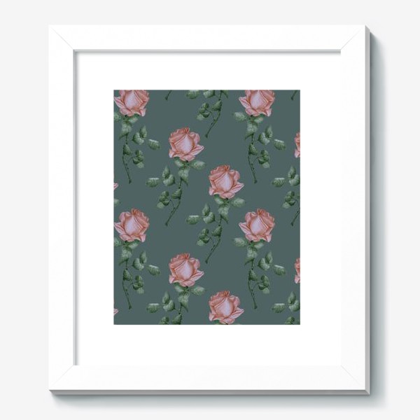 Картина «Розовые розы на зеленом фоне»
