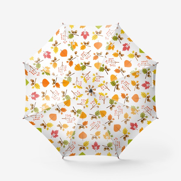 Зонт «Осенний паттерн с желудями и рябиной»