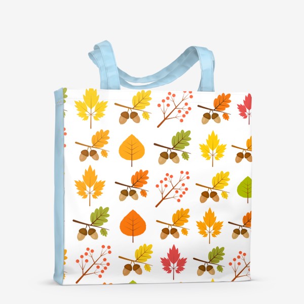 Сумка-шоппер «Осенний паттерн с желудями и рябиной»