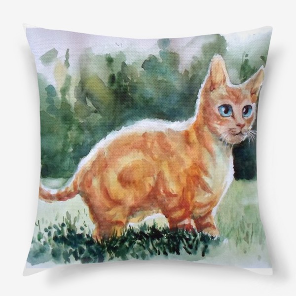 Подушка «Рыжий котя на полянке»