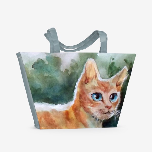 Пляжная сумка «Рыжий котя на полянке»