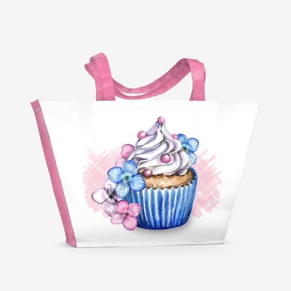 Пляжная сумка «Cupcake. Десерт с цветами»