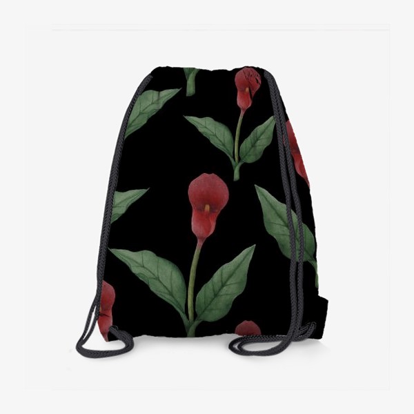 Рюкзак «Красные каллы на черном фоне»