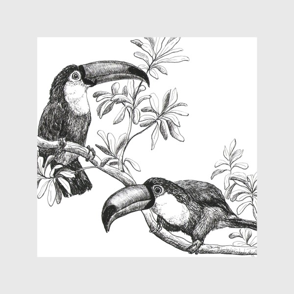 Скатерть &laquo;Пара птиц туканов на ветке в тропическом лесу&raquo;