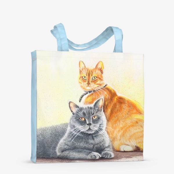 Сумка-шоппер «Друзья коты (Один серый, другой рыжий)»
