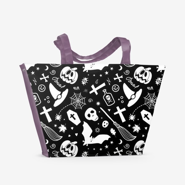 Пляжная сумка «Хэллоуин. Готический хэллоуинский принт»