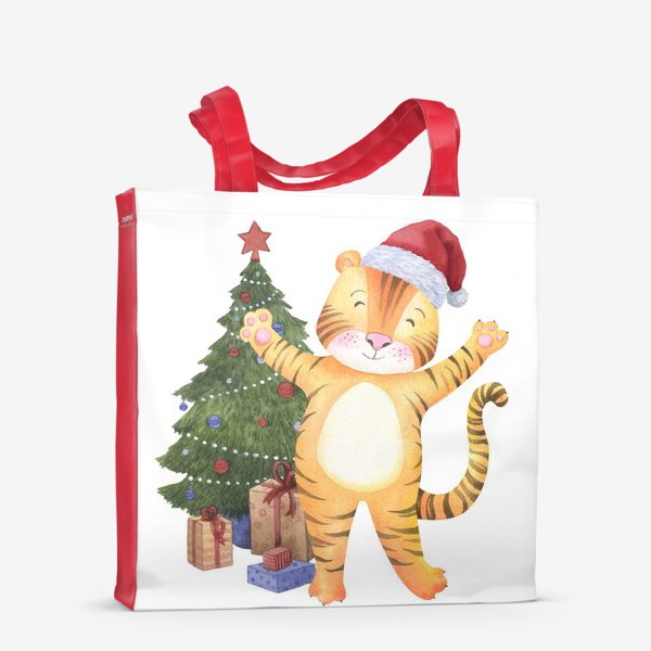 Сумка-шоппер «Новогодний тигр у елки»
