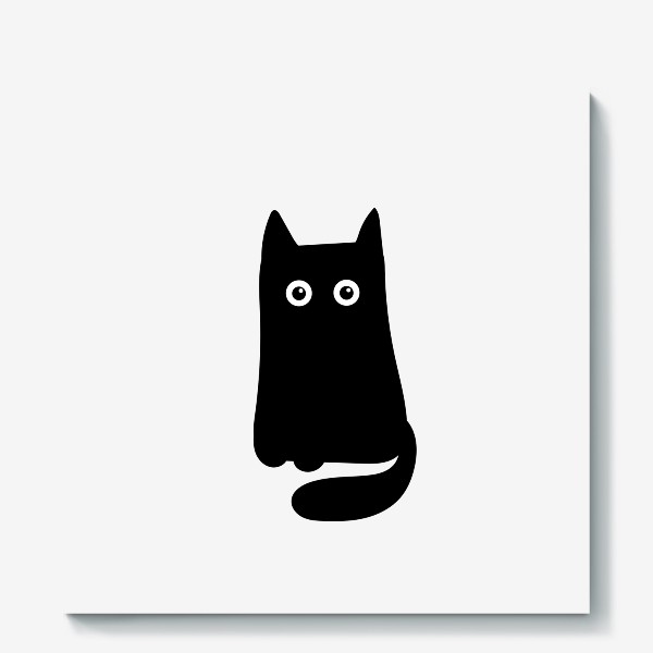 Холст «Черный кот - милый принт»
