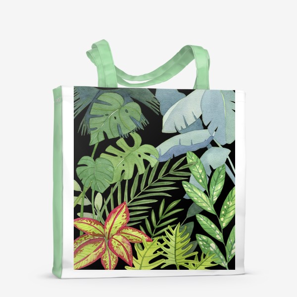 Сумка-шоппер «тропические растения на черном фоне»