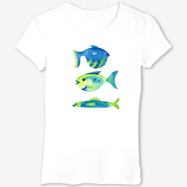 Футболка «три сине-зеленые рыбы»