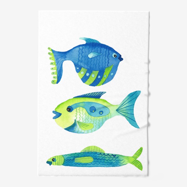 Полотенце «три сине-зеленые рыбы»