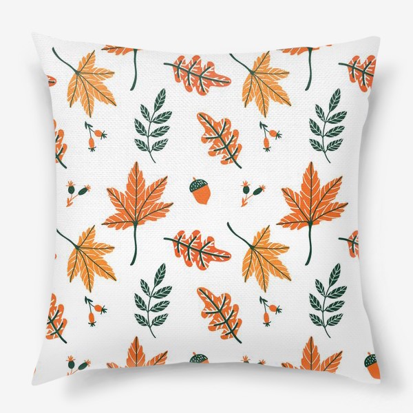 Подушка «Осенний паттерн с листьями»