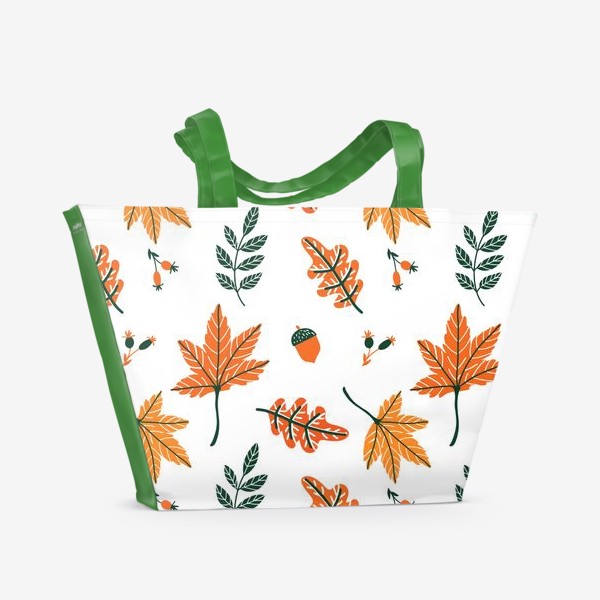 Пляжная сумка «Осенний паттерн с листьями»
