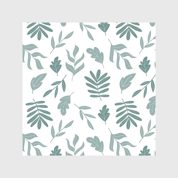 Скатерть «Зеленые листья на белом - природный узор»