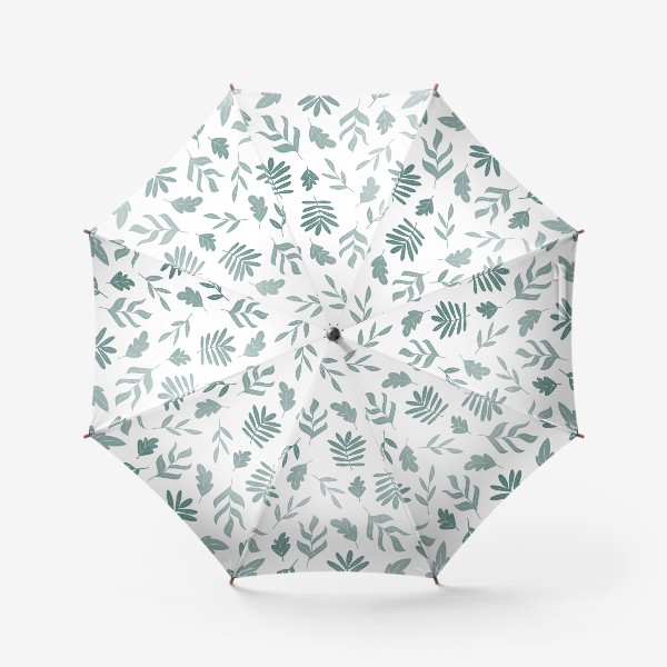 Зонт «Зеленые листья на белом - природный узор»