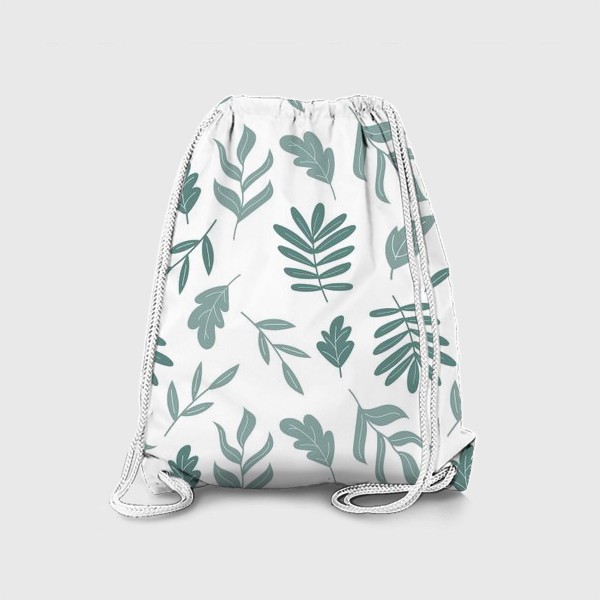 Рюкзак «Зеленые листья на белом - природный узор»
