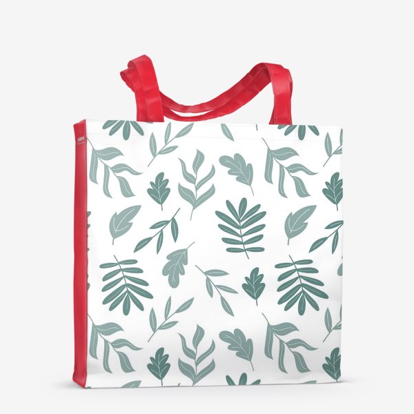 Сумка-шоппер «Зеленые листья на белом - природный узор»