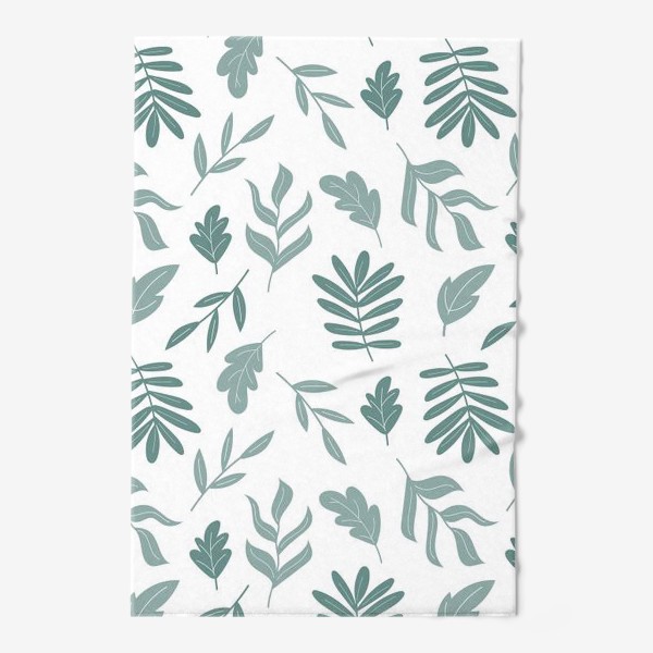 Полотенце «Зеленые листья на белом - природный узор»