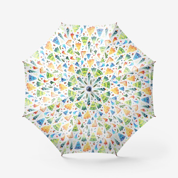 Зонт «Новогодние акварельные ёлки. Паттерн»