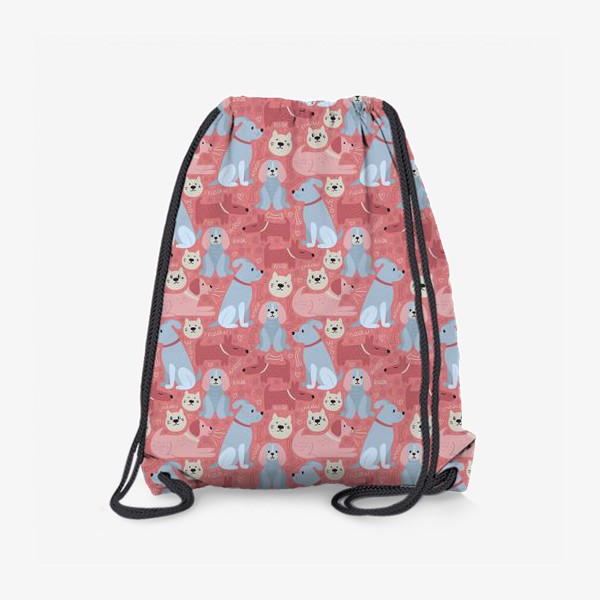 Рюкзак «Принт с котами и собаками - розово-голубой»