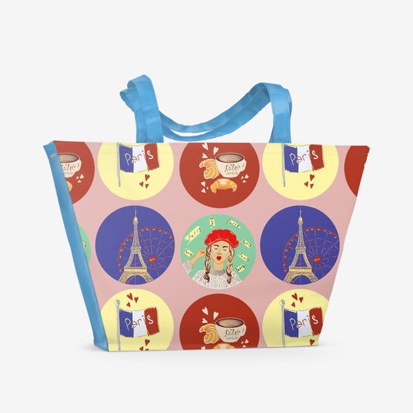 Пляжная сумка &laquo;Франция, Париж, круассан&raquo;