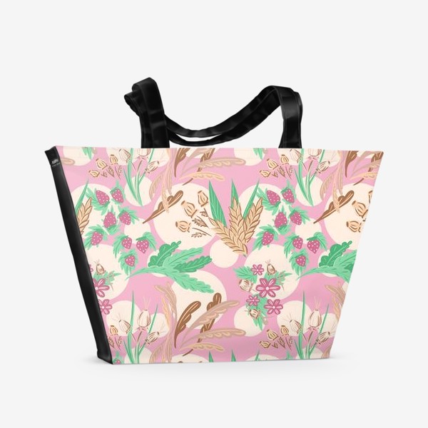 Пляжная сумка &laquo;Полевые цветы и растения пастель&raquo;