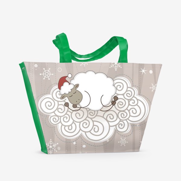 Пляжная сумка «Спящая овечка на облаке»