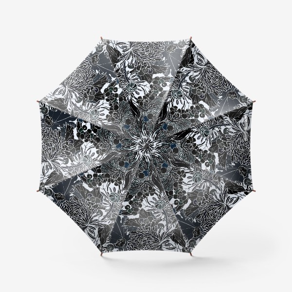 Зонт «чёрно-белые цветы»