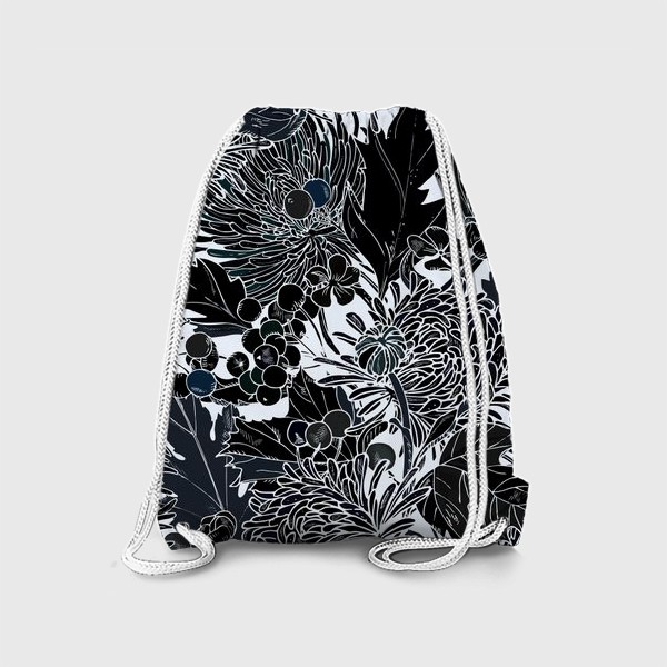 Рюкзак «чёрно-белые цветы»