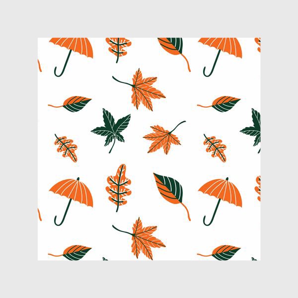 Шторы &laquo;Осенний паттерн с листьями, зонтиком&raquo;