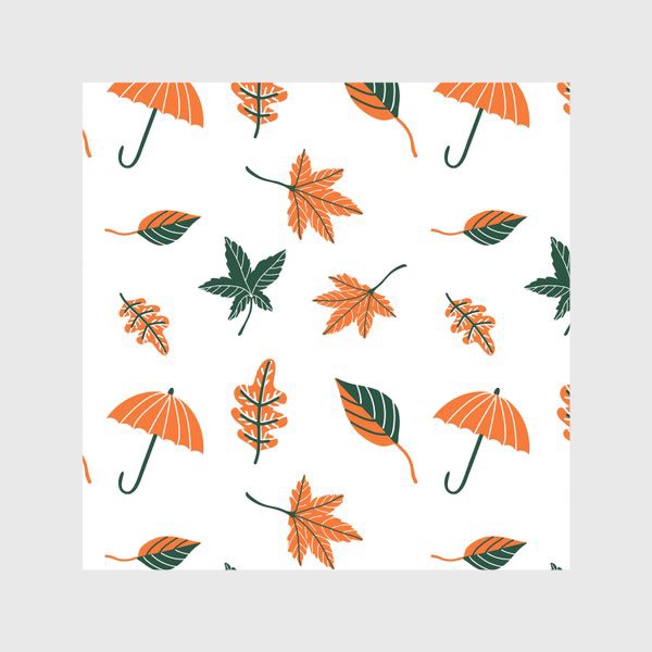 Скатерть «Осенний паттерн с листьями, зонтиком»