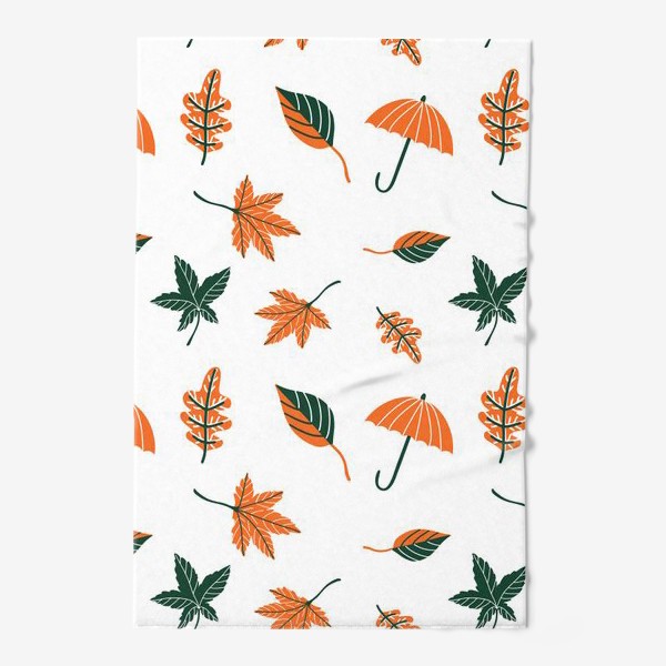 Полотенце «Осенний паттерн с листьями, зонтиком»